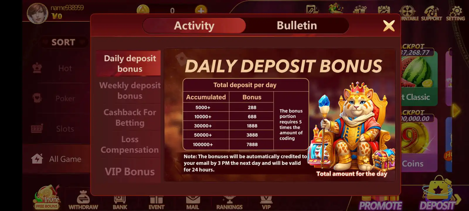 Daily Deposit Bonus