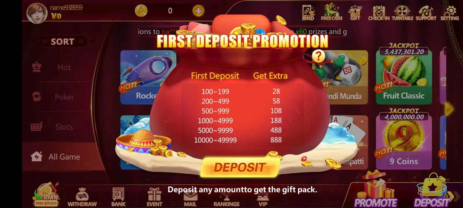 PK2Win Game First Deposit Promotion Deposit